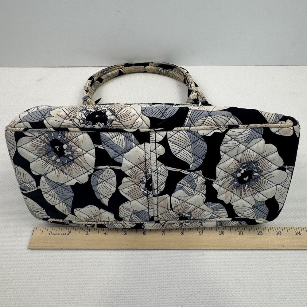 Vera Bradley Womens Black White Camellia Floral Quilted Purse Shoulder Bag - Picture 10 of 16